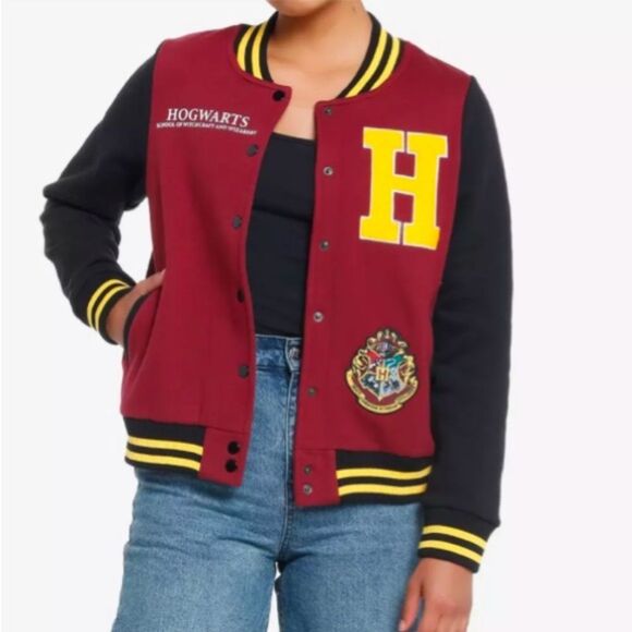 Harry Potter Hogwarts Varsity Jacket 2XL Unisex Multicolor Snap Closure - Picture 1 of 11